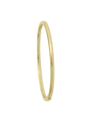 10K Yellow Gold 3MM Plain Hollow Hinge Bangle
