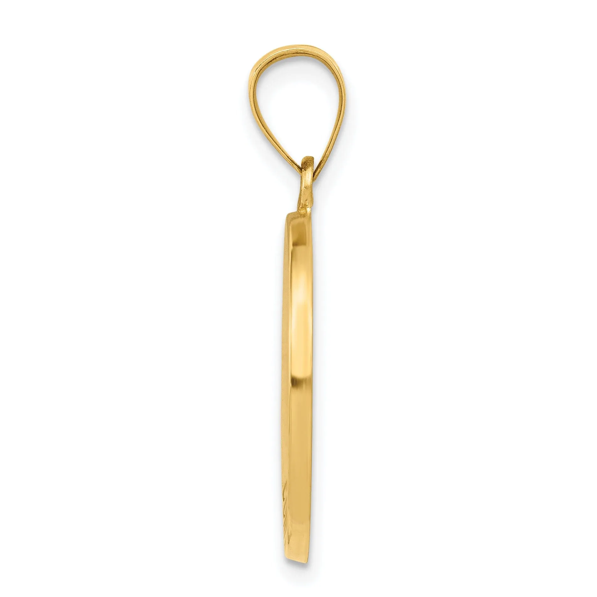 14k Yellow Gold Polished Round Confirmation with Cross Medal Pendant