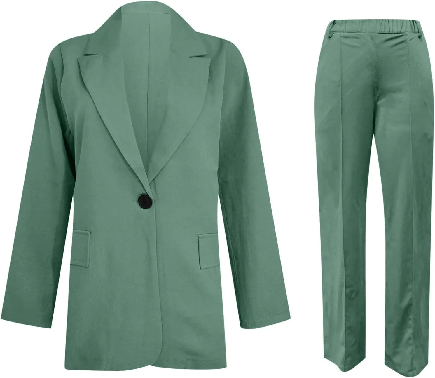 2 Piece Outfits for Women Dressy Blazer Jackets High Waisted Straight Leg Pants Suits Set Business Casual Work