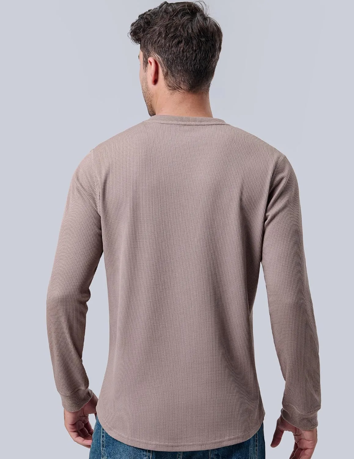 3 Pack Mens Waffle Henley Thermal Long Sleeve Shirts, Casual Fitted Fall Shirts for Men