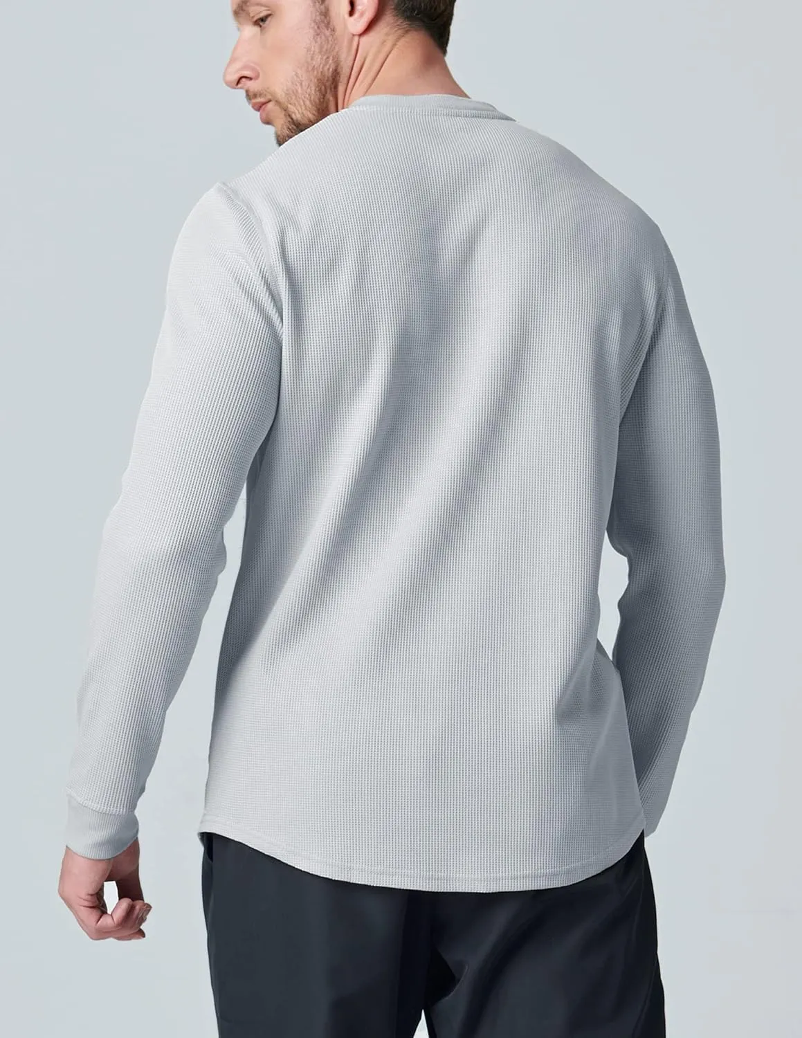 3 Pack Mens Waffle Henley Thermal Long Sleeve Shirts, Casual Fitted Fall Shirts for Men