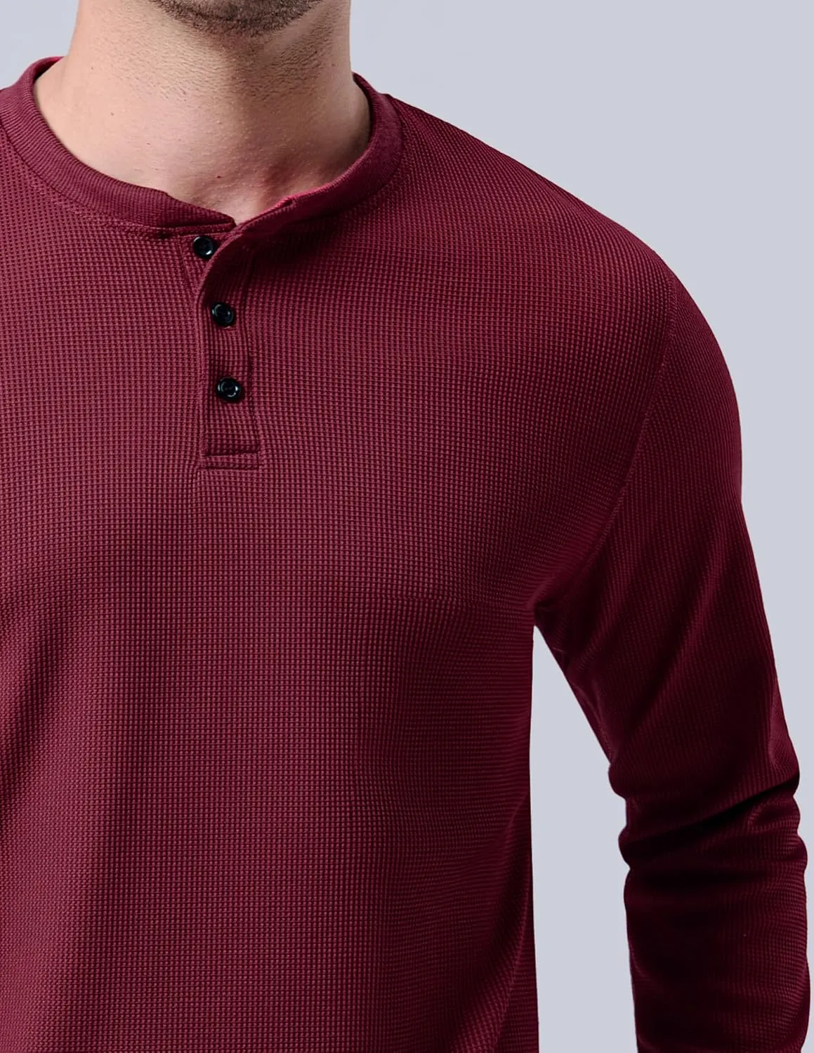 3 Pack Mens Waffle Henley Thermal Long Sleeve Shirts, Casual Fitted Fall Shirts for Men