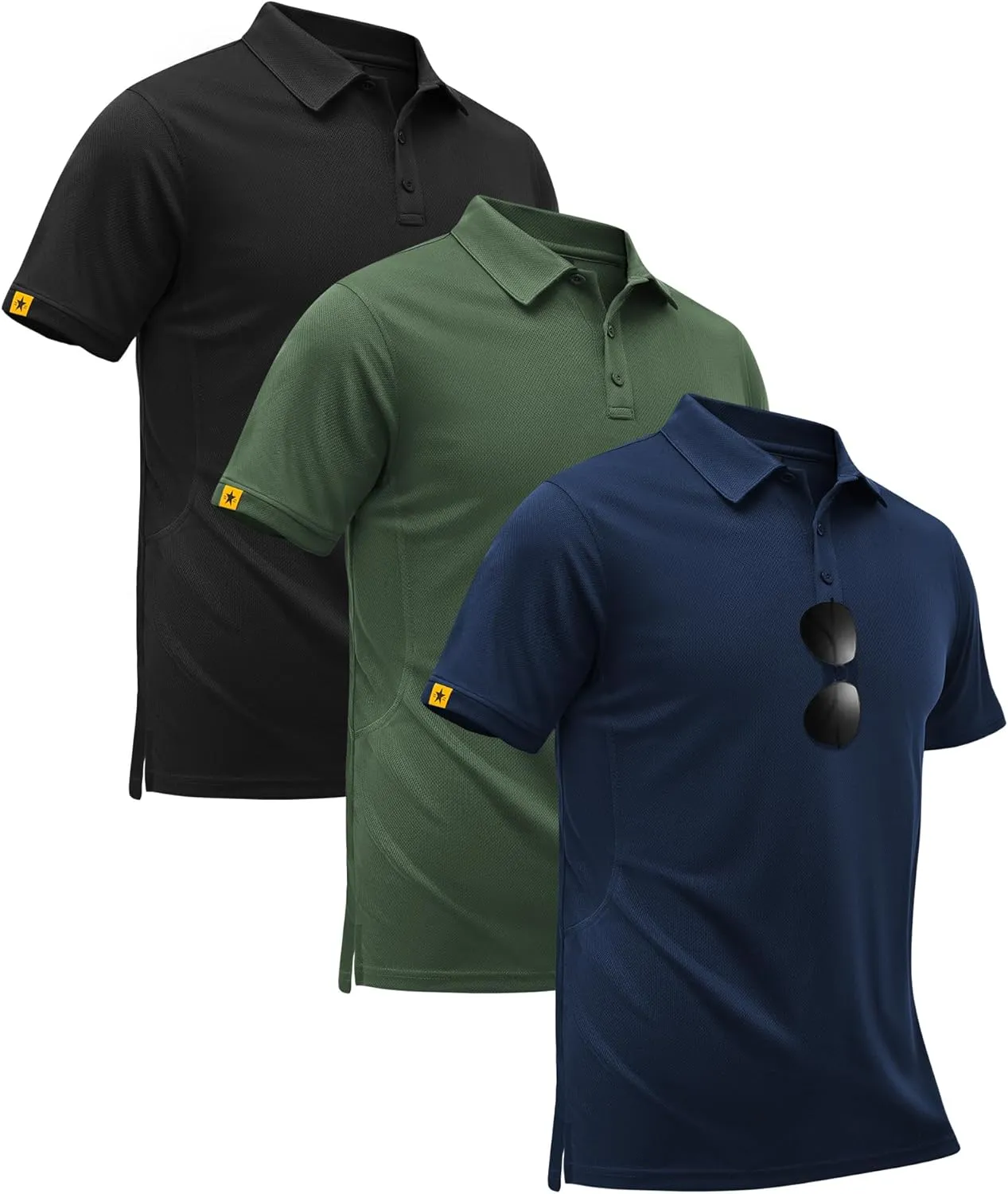 3 Pack Polo Shirts for Men Short Sleeve Moisture-Wicking Golf Shirts Athletic Casual Collared T-Shirt