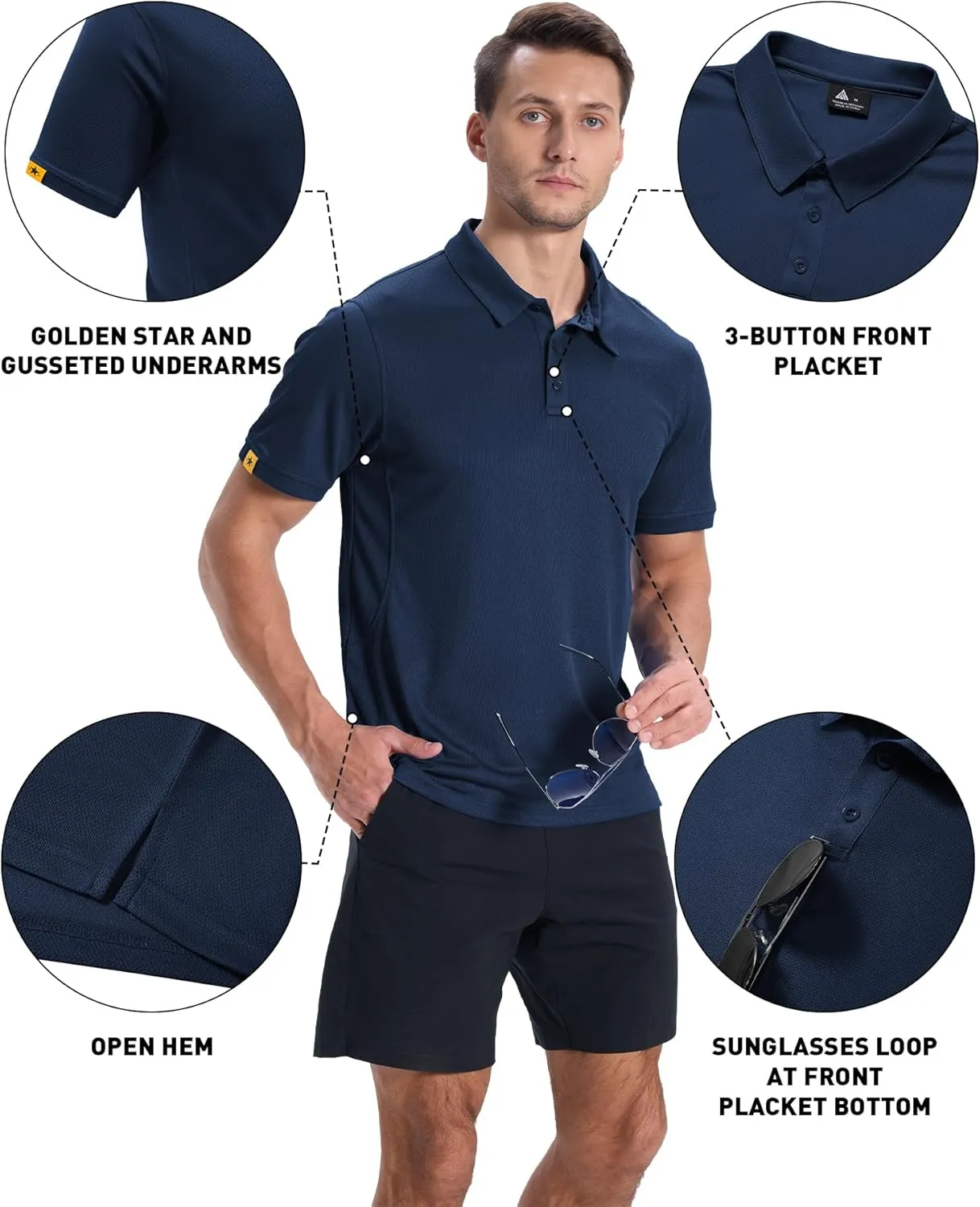3 Pack Polo Shirts for Men Short Sleeve Moisture-Wicking Golf Shirts Athletic Casual Collared T-Shirt