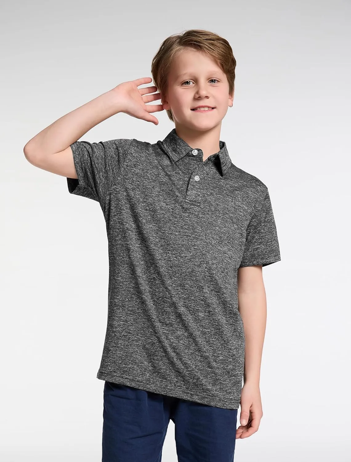 4 Pack Boys Short Sleeve Polo Shirts Dry Fit Athletic Performance Collared Golf Shirts for Youth