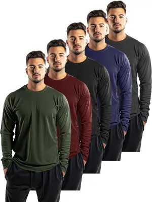 5 Pack Mens Long Sleeve Shirts Quick Dry Moisture Wicking Athletic Running Gym Workout T Shirts