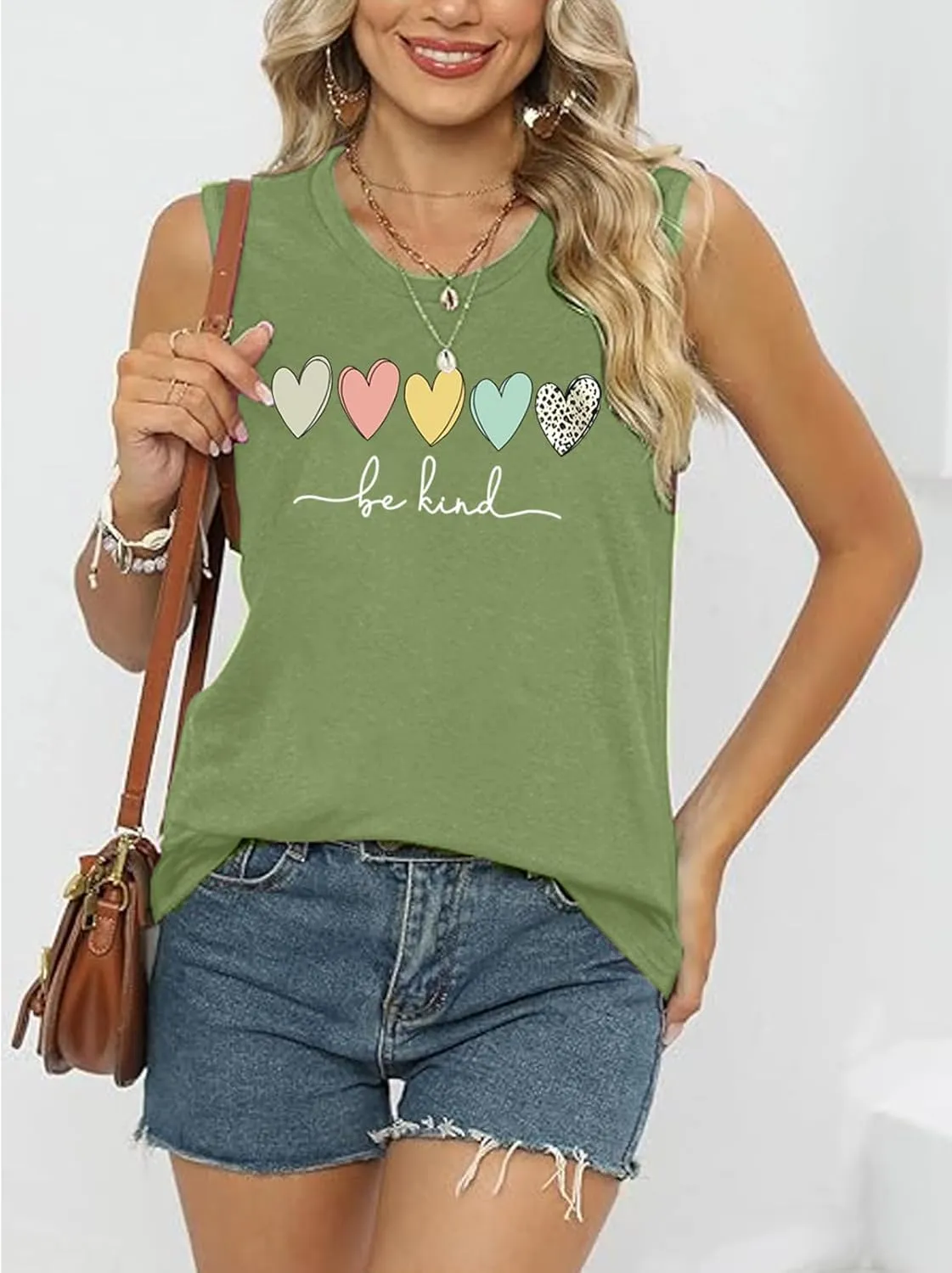 ALUS Womens Graphic Tank Tops Summer T Shirts Sleeveless Casual Loose Tunic Blouses