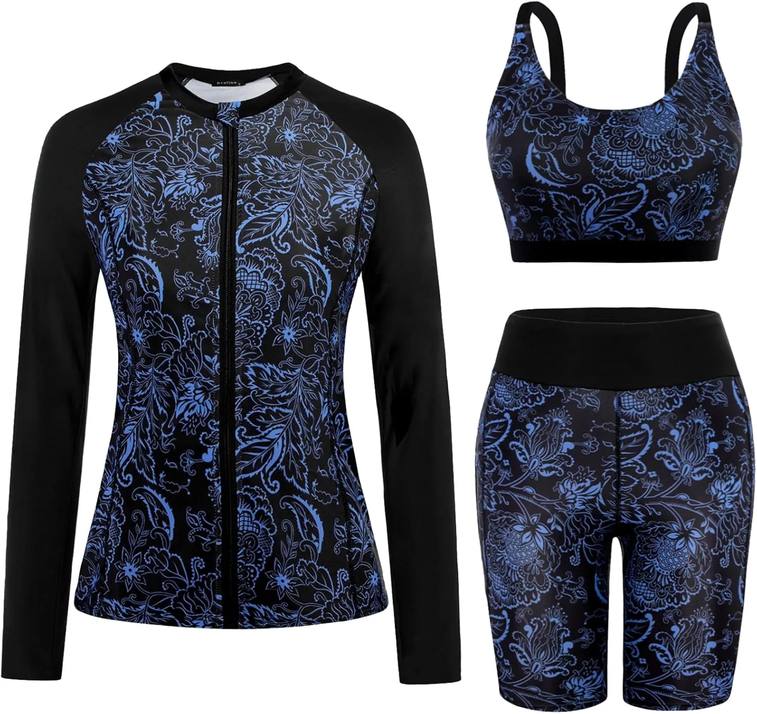 Arolina Womens Rash Guard Long Sleeve Swim Shirts Swimsuit 2025 Bathing Suit with Womens Swim Shorts & Two Pockets