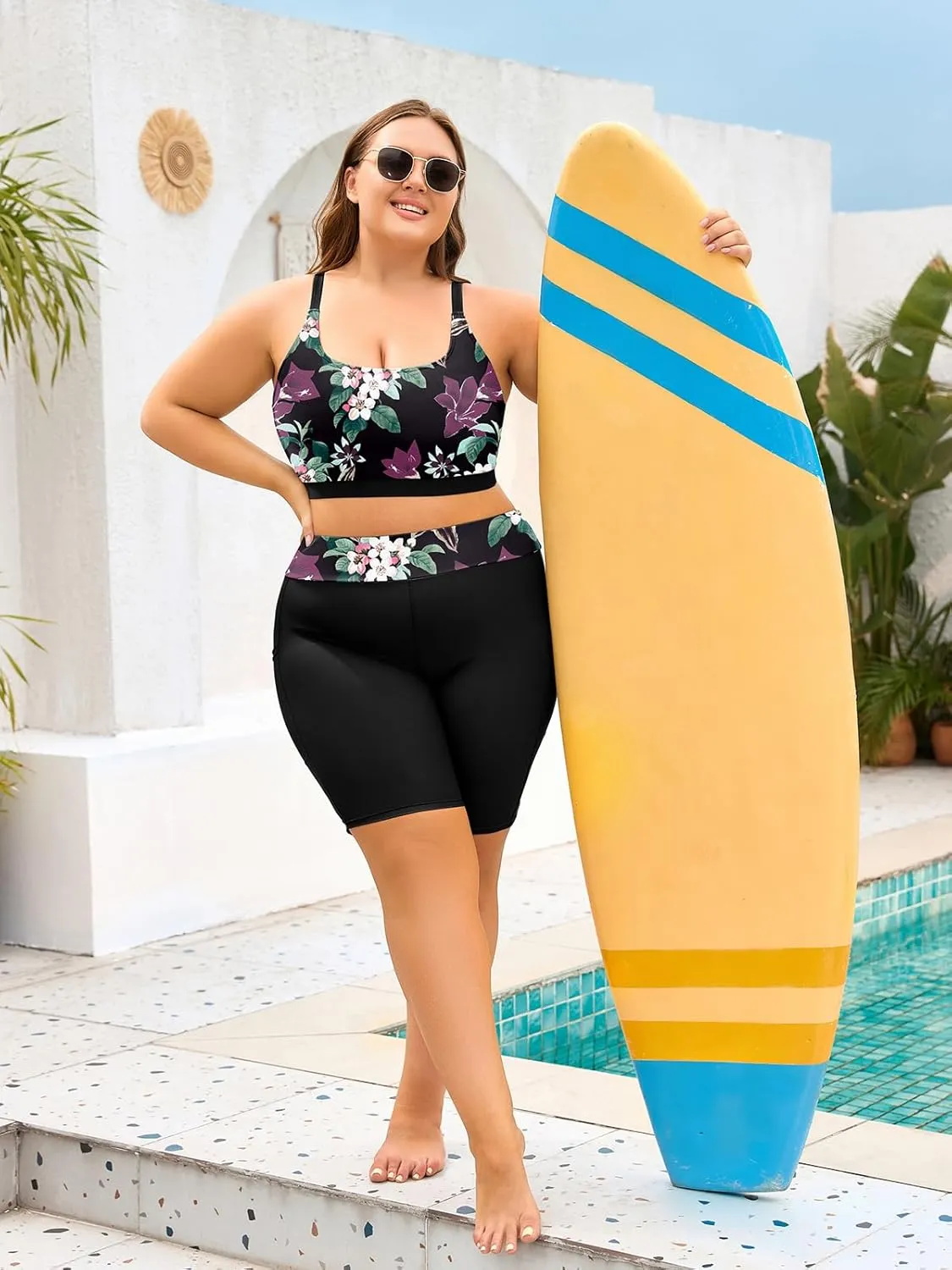 Arolina Womens Rash Guard Long Sleeve Swim Shirts Swimsuit 2025 Bathing Suit with Womens Swim Shorts & Two Pockets