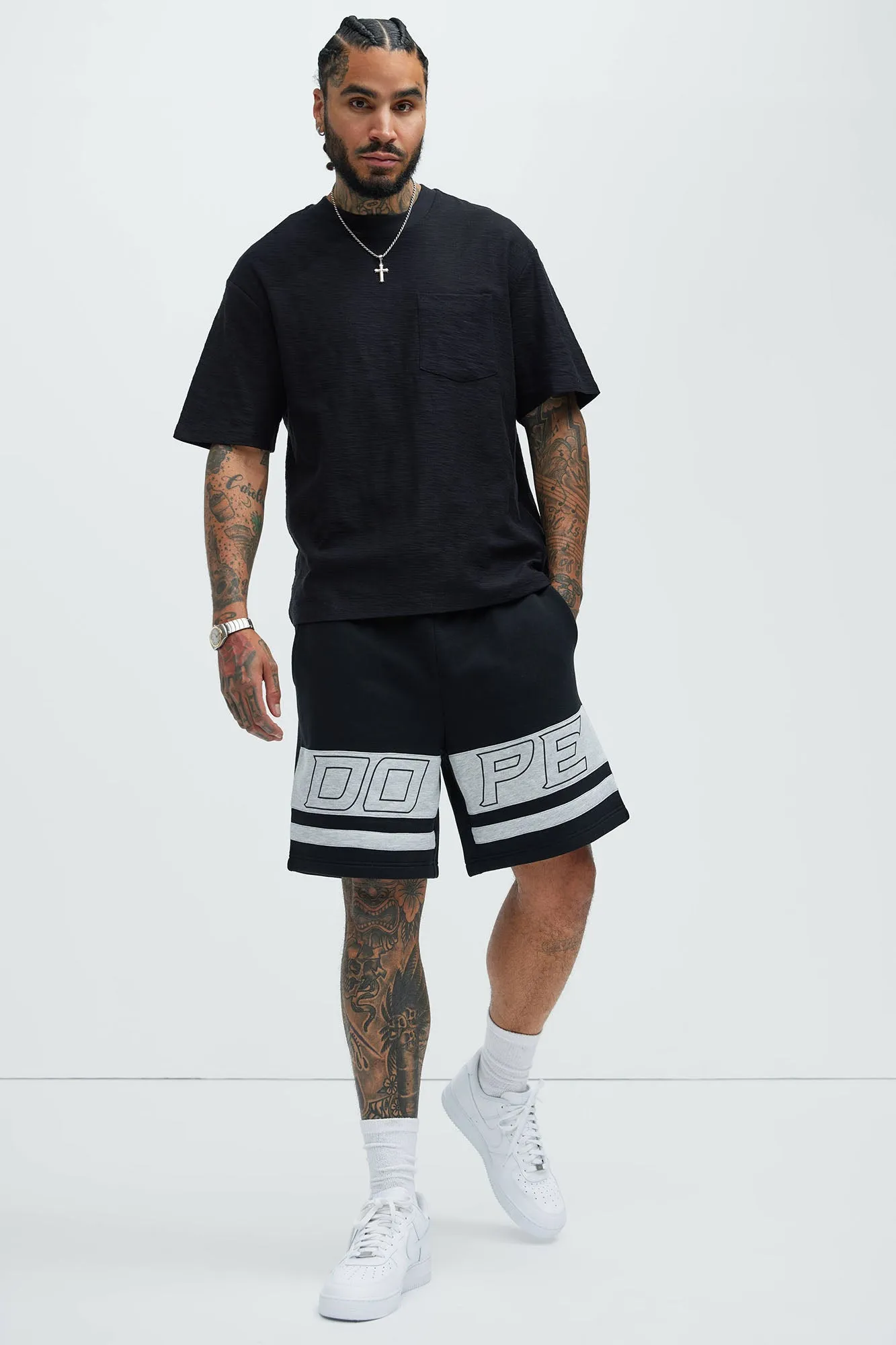 Asher Slub Texture Pocket Tee - Black