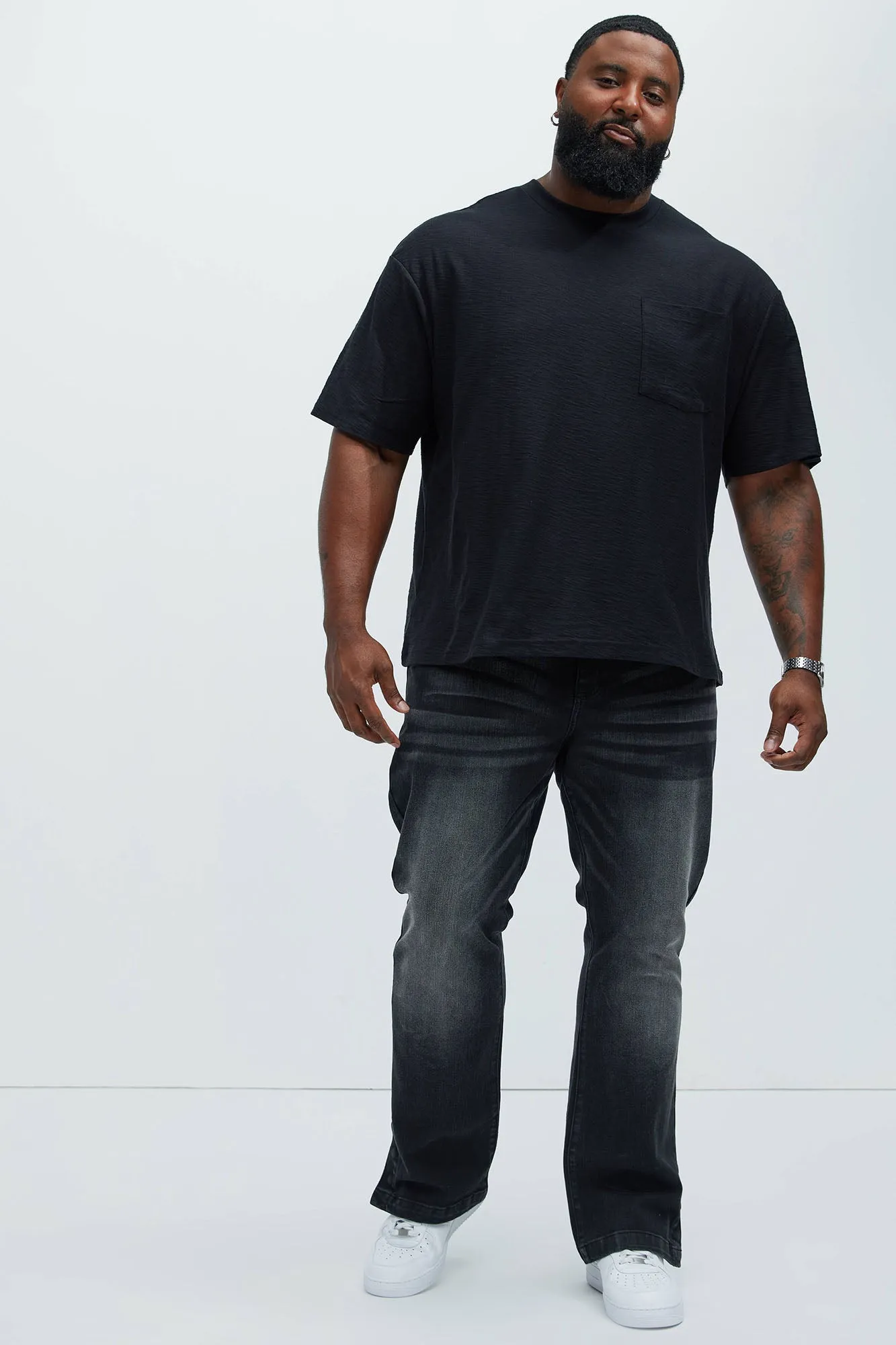 Asher Slub Texture Pocket Tee - Black
