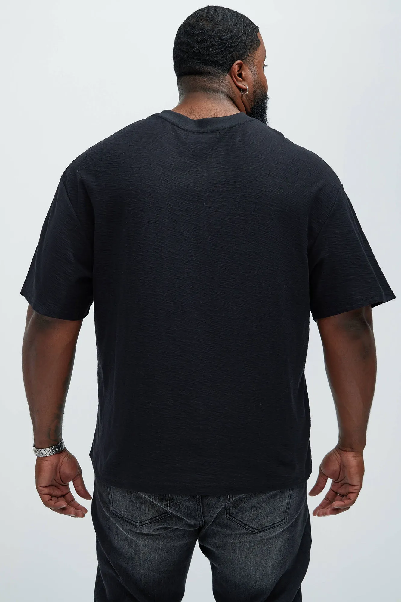 Asher Slub Texture Pocket Tee - Black