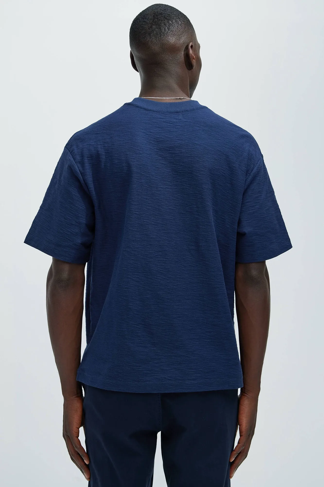 Asher Slub Texture Pocket Tee - Navy