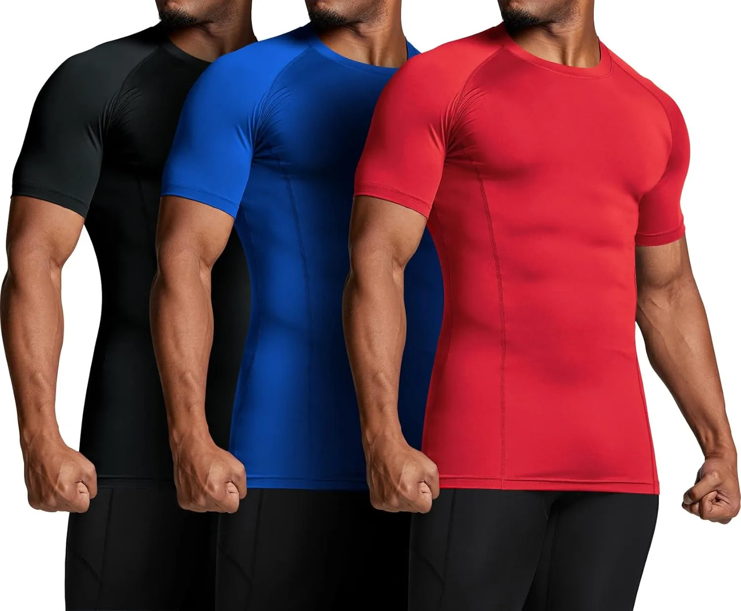 ATHLIO Men's Cool Dry Short Sleeve Compression Shirts, Sports Baselayer T-Shirts Tops, Athletic Workout Shirt
