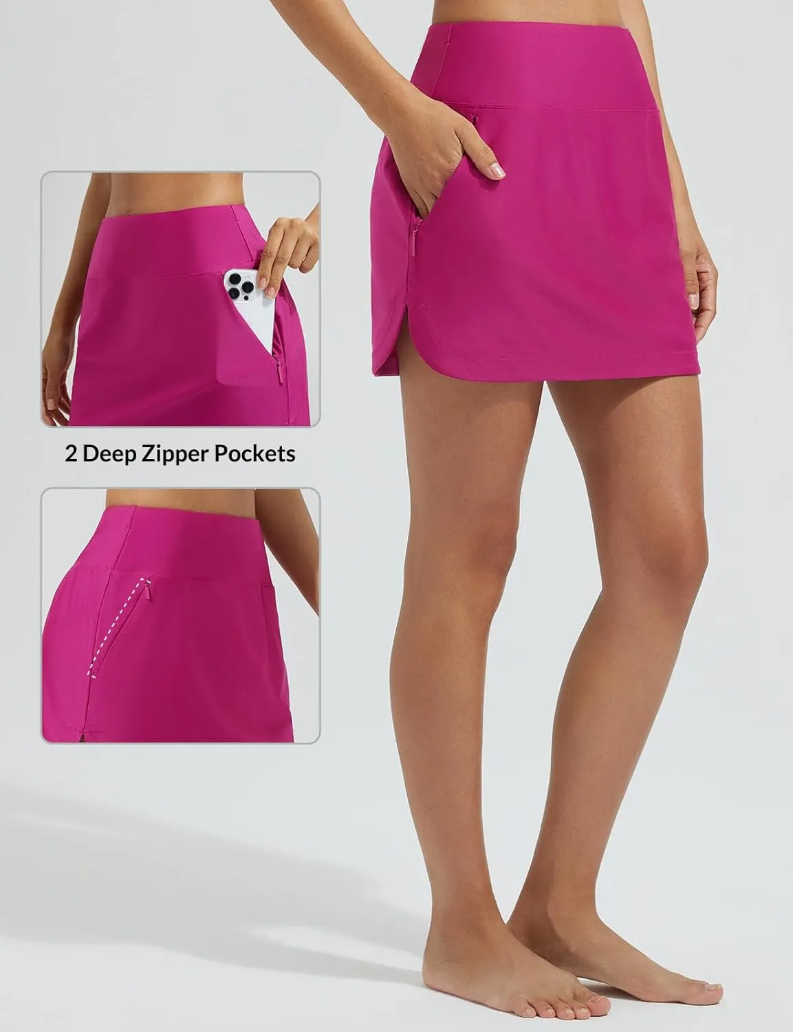 baleaf Women's 2025 17" Swim Skirt Bottoms High Waisted Modest Bathing Suit Skirt Tummy Control Swim Bottoms