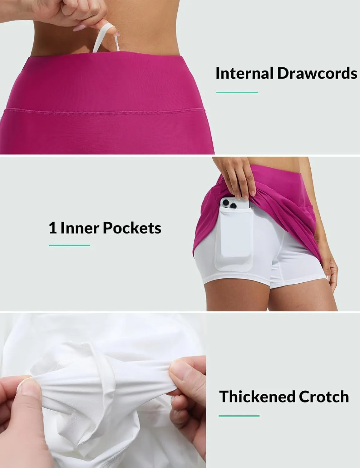 baleaf Women's 2025 17" Swim Skirt Bottoms High Waisted Modest Bathing Suit Skirt Tummy Control Swim Bottoms