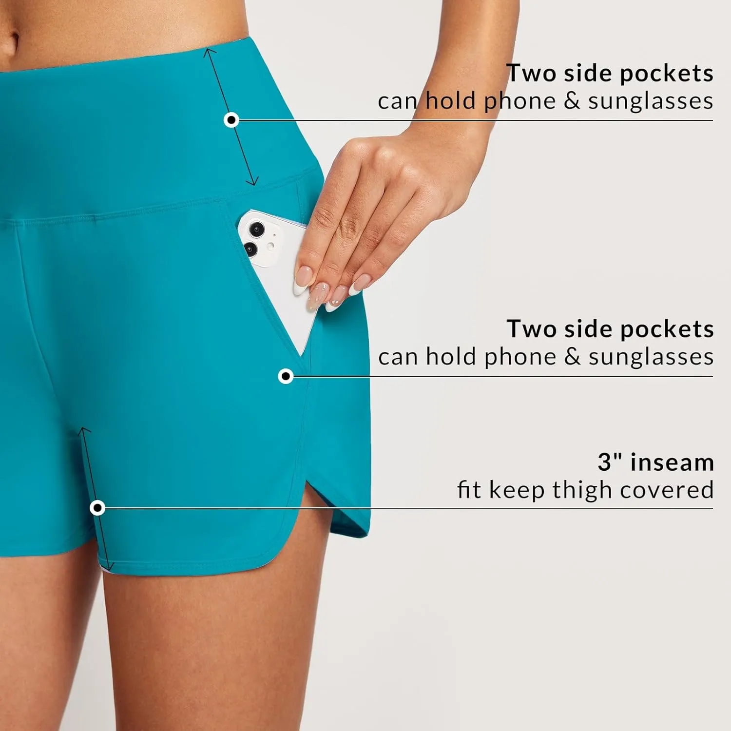 baleaf Women's 3"/5"/ 7" High Waisted Swim Board Shorts Quick Dry Swimsuits Bottoms Trunks with Pockets