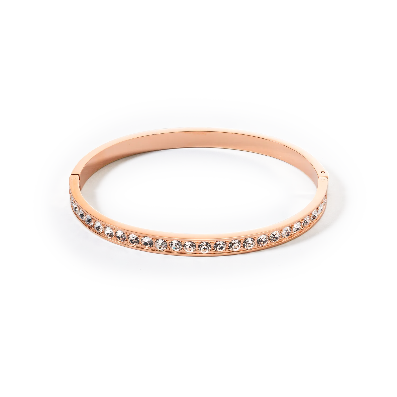 Bangle stainless steel & crystals rose gold crystal (size 17 cm)