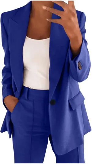 Blazer Sets Women 2 Piece Outfits Business Casual Outfits 2025 Dressy Casual Pant Suits Plus Size Wide Pants Suit Set