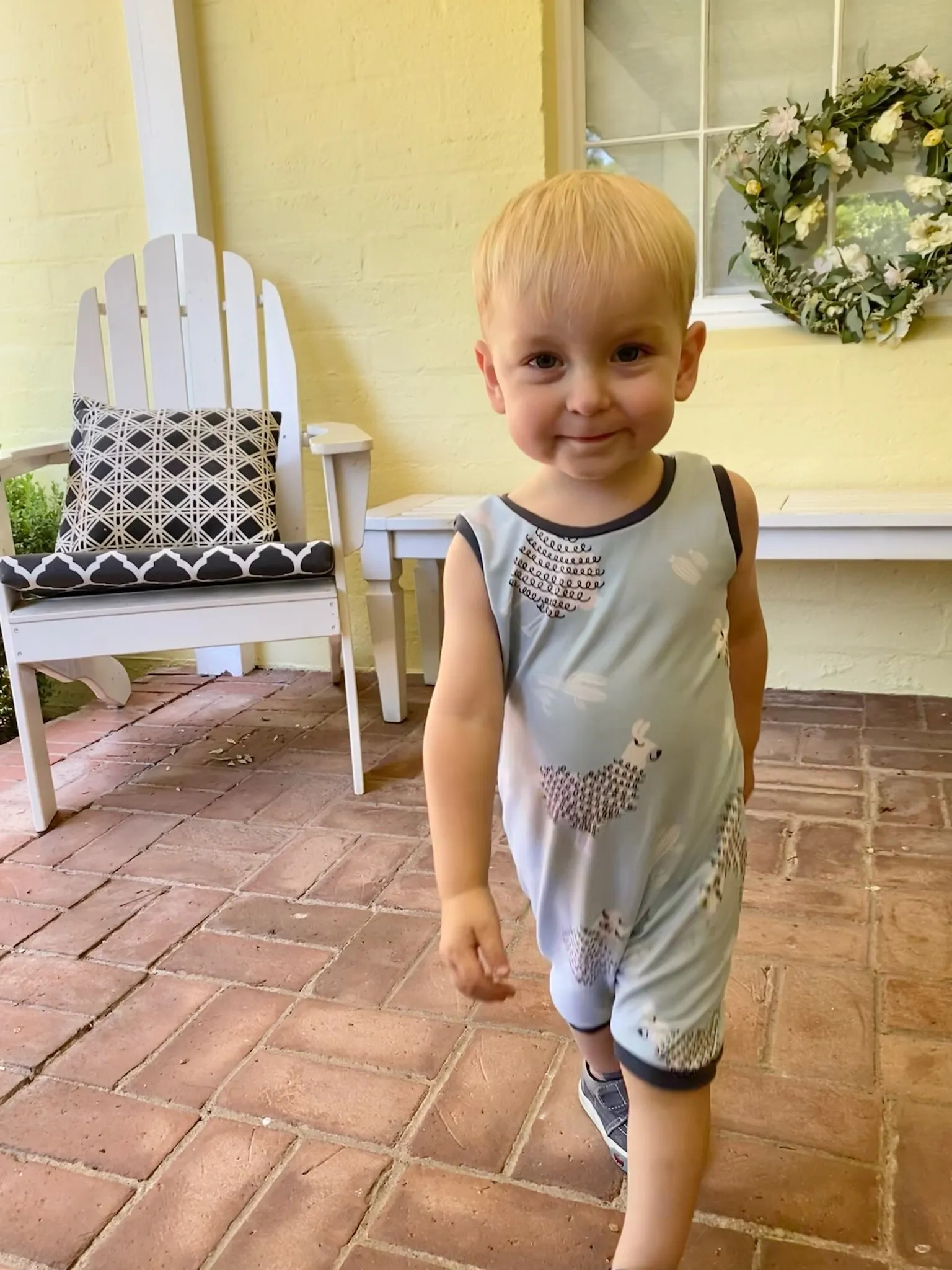 Blue Llamas Summer Zip Romper