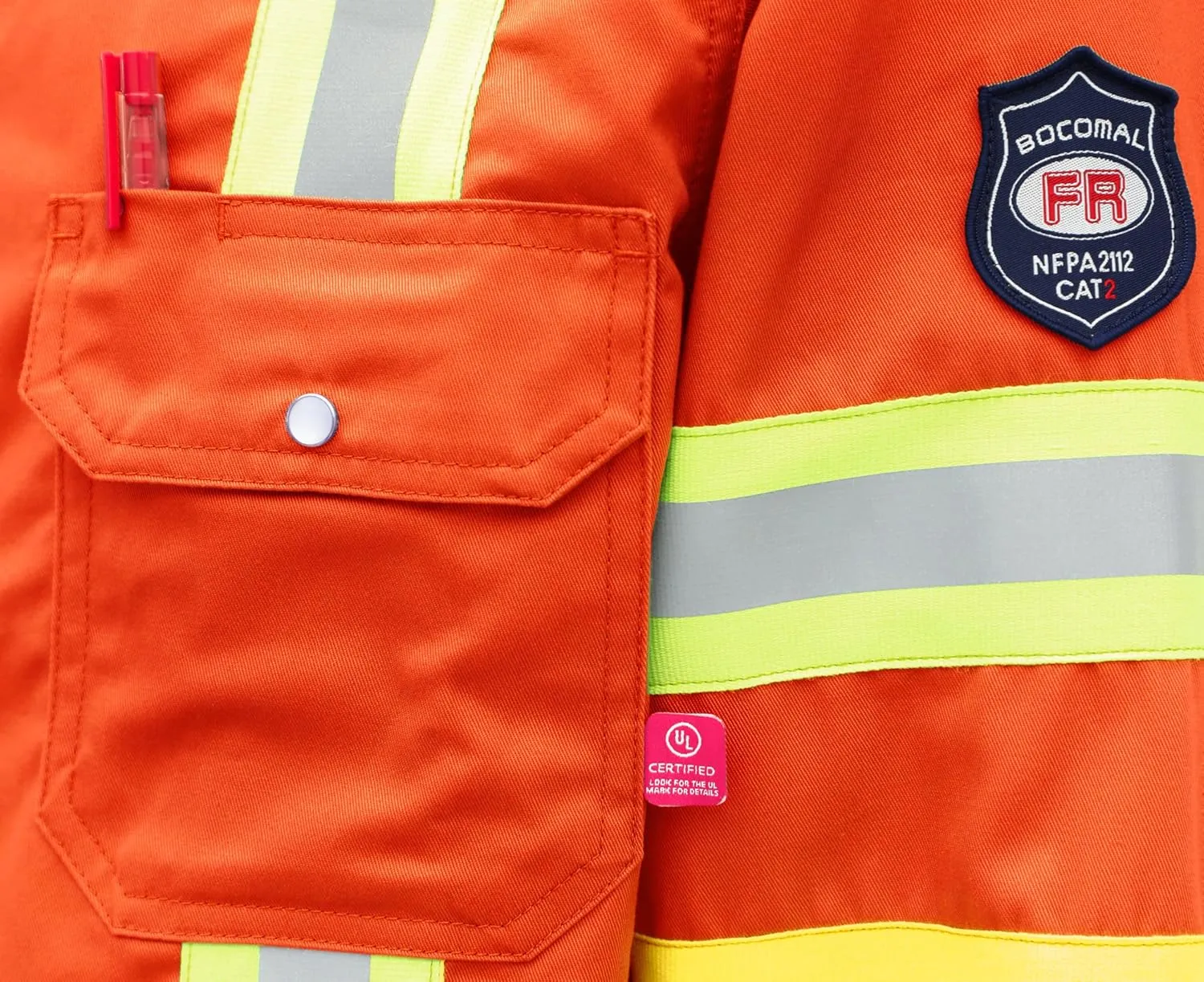 BOCOMAL FR Shirts High Visibility/Hi Vis Flame Resistant/Fire Retardant Shirt 7.5oz Men's Reflective Shirts