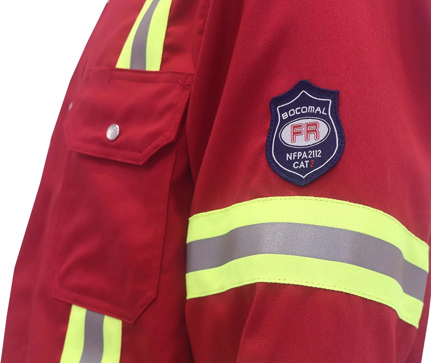BOCOMAL FR Shirts High Visibility/Hi Vis Flame Resistant/Fire Retardant Shirt 7.5oz Men's Reflective Shirts