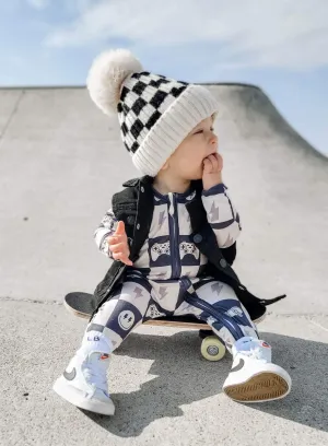 Boys Soft Sleepers With Double Zippers - Black Check Game Controller