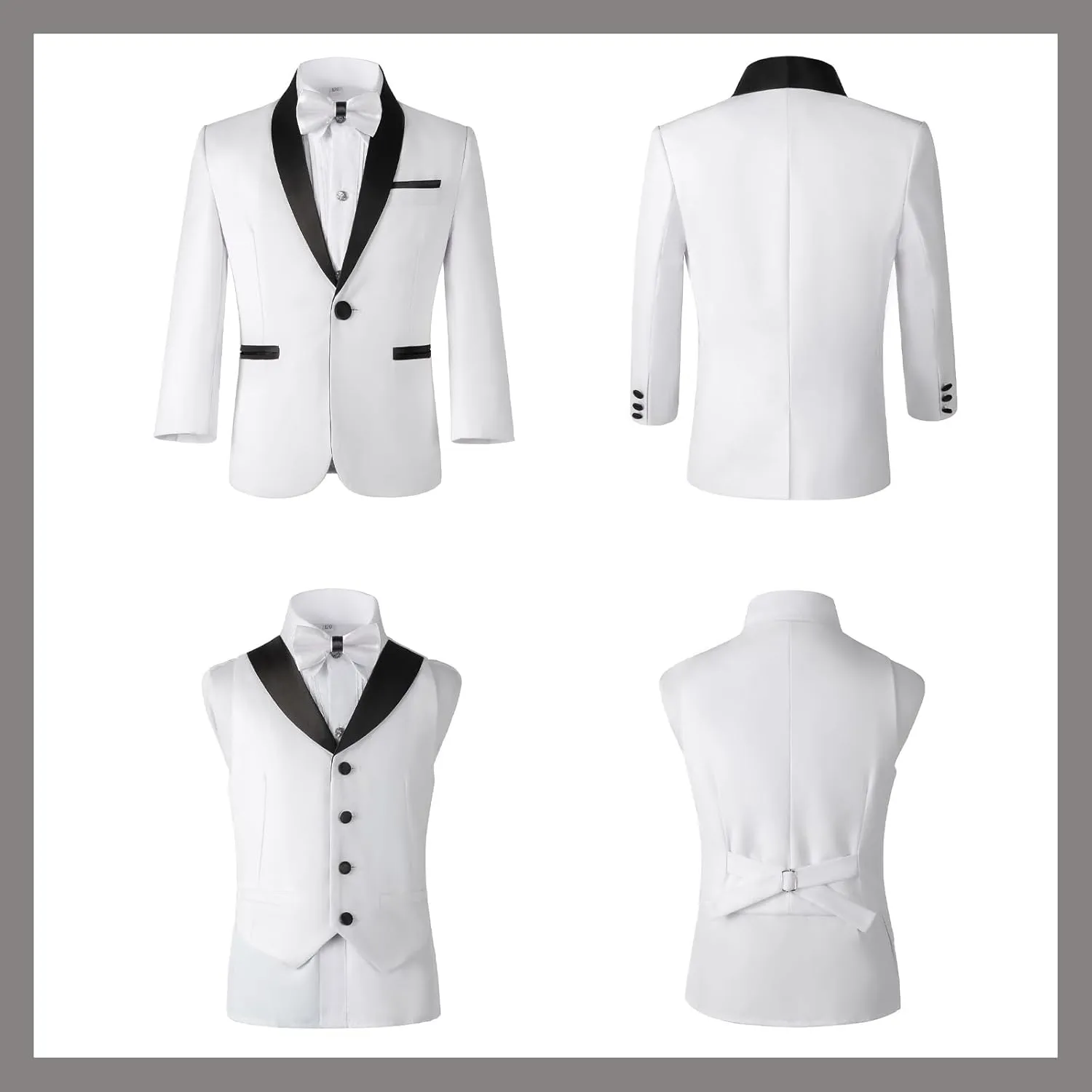 Boys Tuxedo Suit Shawl Lapel Slim Fit 3 Pieces Boys Formal Outfit Kids Tuxedo Suit for Teenage Boys