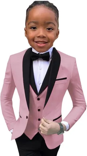 Boys Tuxedo Suit Shawl Lapel Slim Fit 3 Pieces Boys Formal Outfit Kids Tuxedo Suit for Teenage Boys