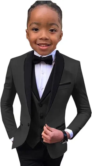 Boys Tuxedo Suit Shawl Lapel Slim Fit 3 Pieces Boys Formal Outfit Kids Tuxedo Suit for Teenage Boys
