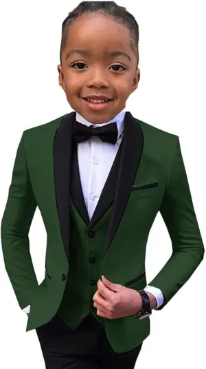 Boys Tuxedo Suit Shawl Lapel Slim Fit 3 Pieces Boys Formal Outfit Kids Tuxedo Suit for Teenage Boys