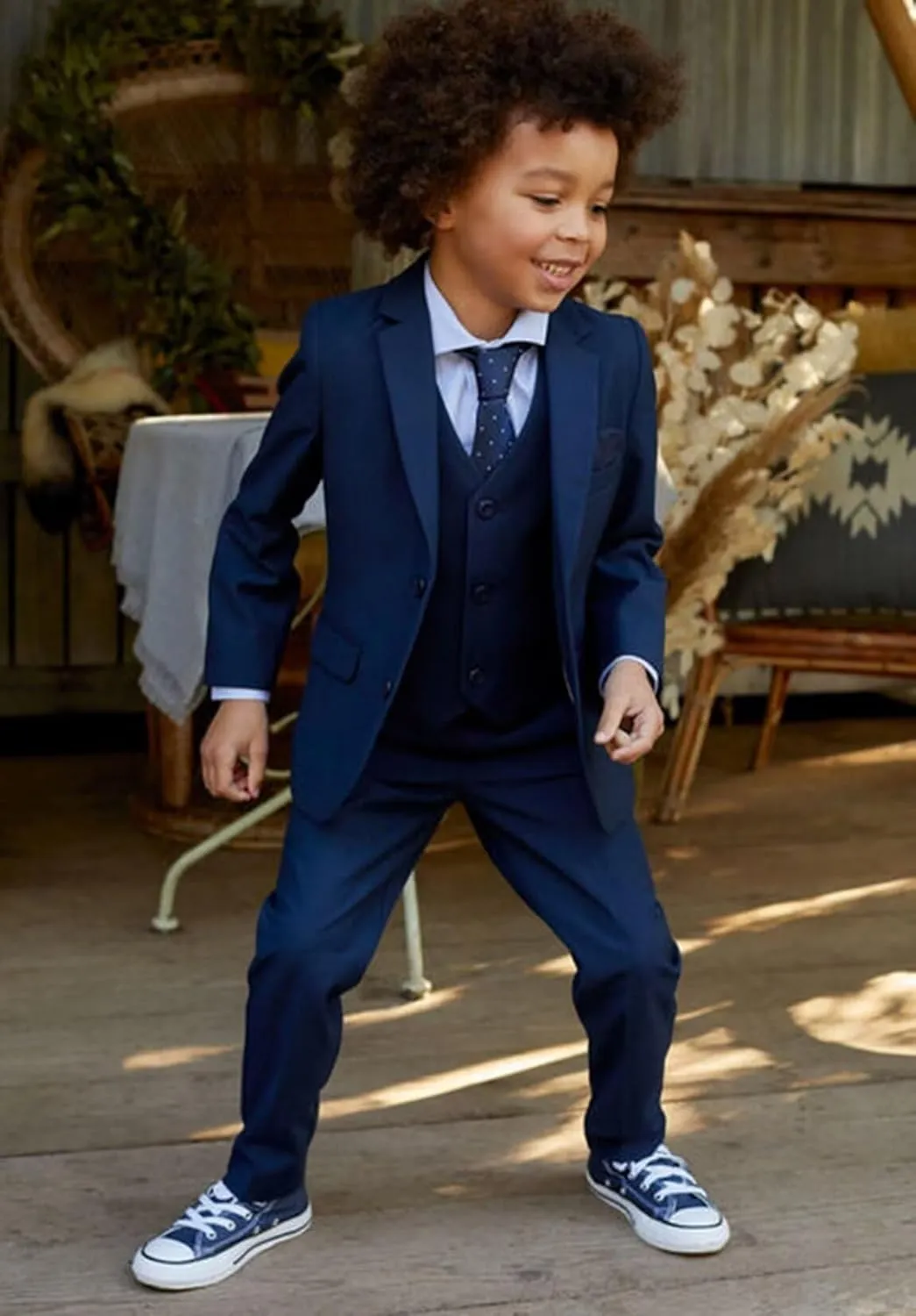 Boys Tuxedo Suit Slim Fit Three Piece Kids Tuxedo Suit for Boys Formal Suit Jacket Blazer Pants Vest Set