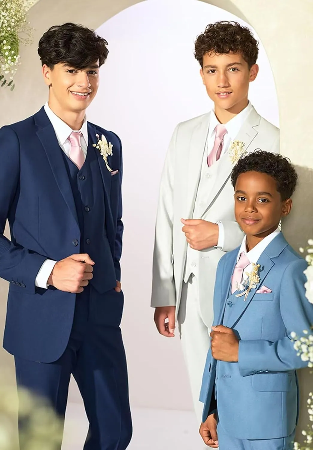 Boys Tuxedo Suit Slim Fit Three Piece Kids Tuxedo Suit for Boys Formal Suit Jacket Blazer Pants Vest Set