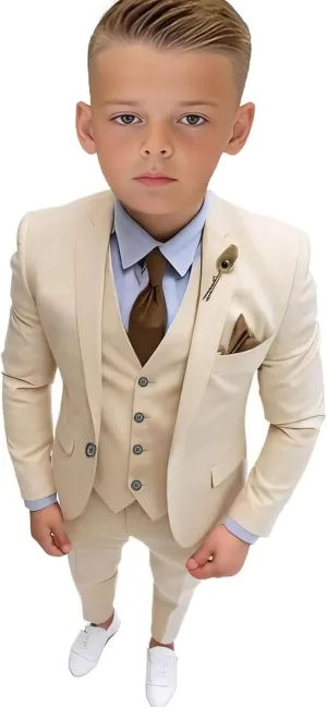 Boys Tuxedo Suit Slim Fit Three Piece Kids Tuxedo Suit for Boys Formal Suit Jacket Blazer Pants Vest Set
