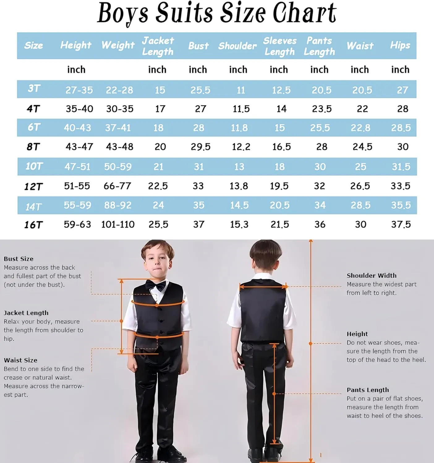 Boys Tuxedo Suit Slim Fit Three Piece Kids Tuxedo Suit for Boys Formal Suit Jacket Blazer Pants Vest Set