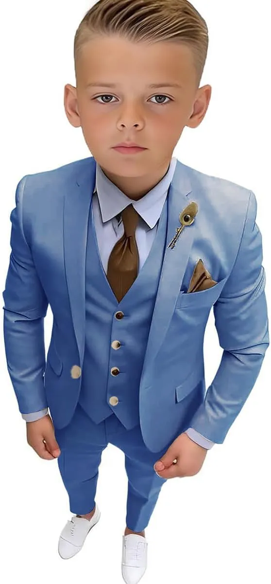 Boys Tuxedo Suit Slim Fit Three Piece Kids Tuxedo Suit for Boys Formal Suit Jacket Blazer Pants Vest Set