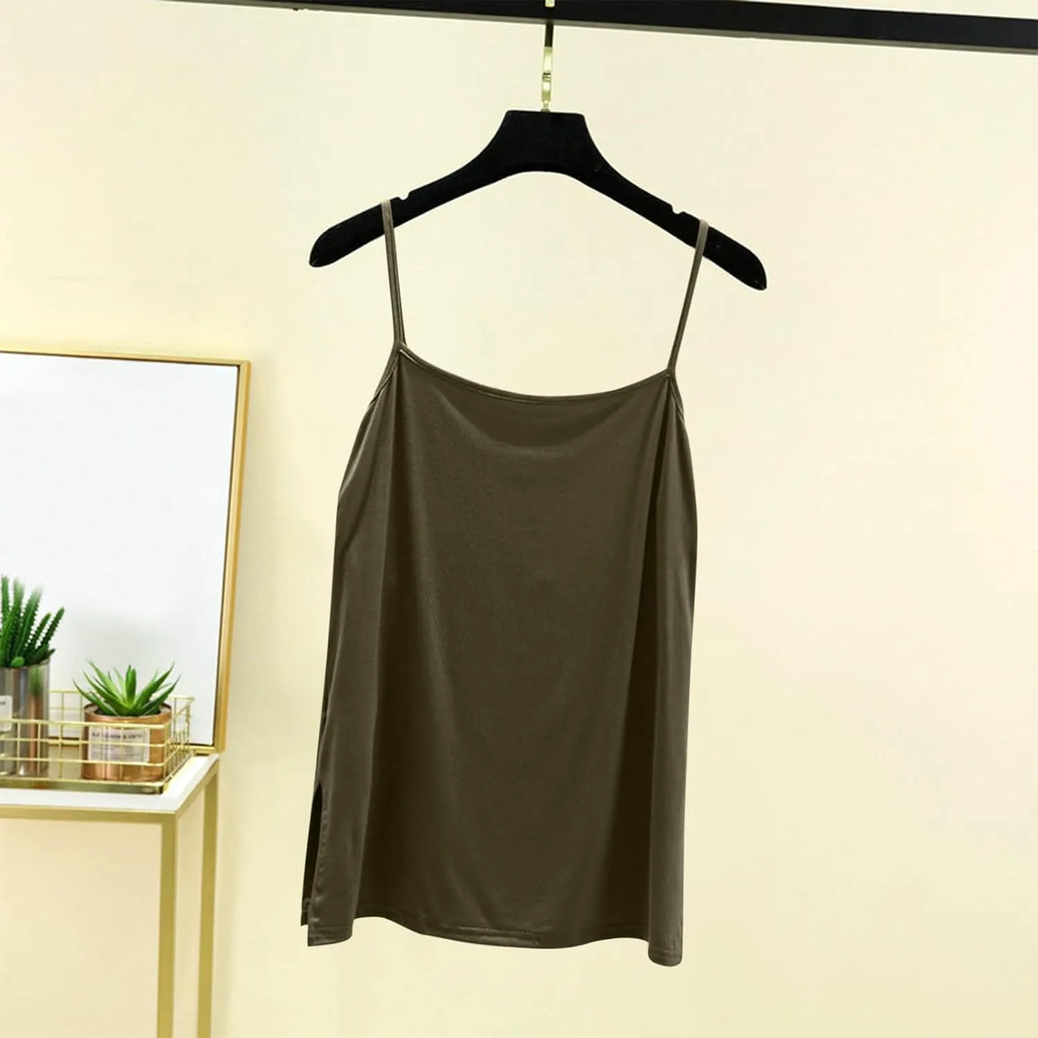 Camisole Tops for Women Built in Bra Spring Summer Sleeveless Seamless Underwear Spaghetti Thin Strap Yoga Tank Tops