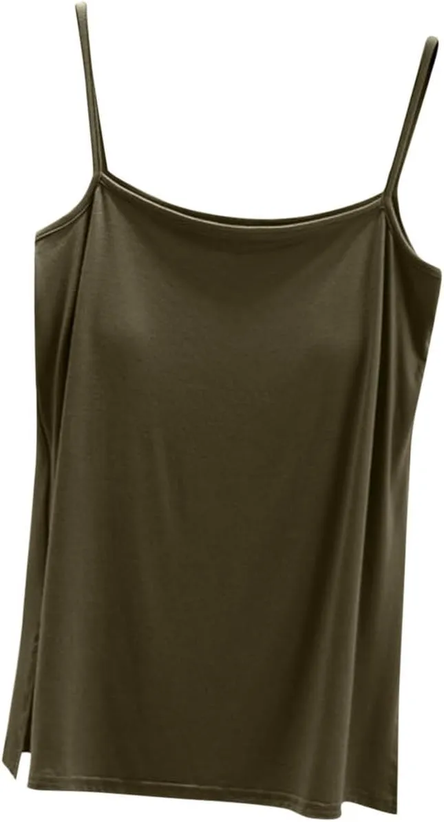 Camisole Tops for Women Built in Bra Spring Summer Sleeveless Seamless Underwear Spaghetti Thin Strap Yoga Tank Tops