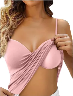 Camisole Tops for Women Built in Bra Summer Beach Vacation Sleeveless Tops Sexy Spaghetti Strap Tank Top Yoga Workout Sports