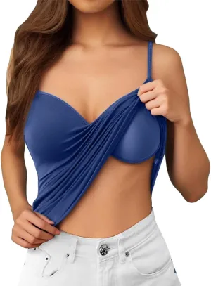 Camisole Tops for Women Built in Bra Summer Sleeveless Undershirt Sexy Spaghetti Strap Tank Top Yoga Workout Sports Camisoles