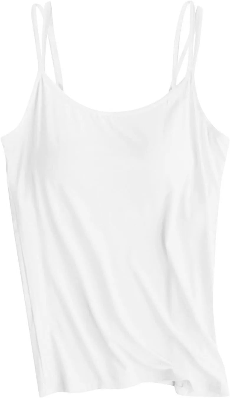 Camisole Tops for Women Built in Bra Summer Sleeveless Undershirt Sexy Spaghetti Strap Tank Top Yoga Workout Sports Camisoles