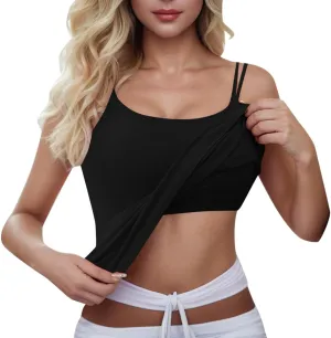 Camisole Tops for Women Built in Bra Summer Sleeveless Undershirt Sexy Spaghetti Strap Tank Top Yoga Workout Sports Camisoles