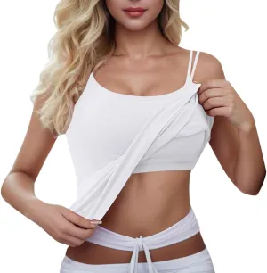 Camisole Tops for Women Built in Bra Summer Sleeveless Undershirt Sexy Spaghetti Strap Tank Top Yoga Workout Sports Camisoles