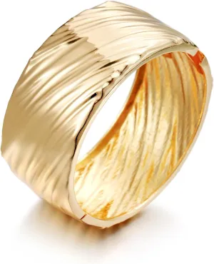Chunky Gold Bangle Bracelets for Women Hammered Texture Cuff Bangles Wrist Wrap Bangle Bracelet Jewelry