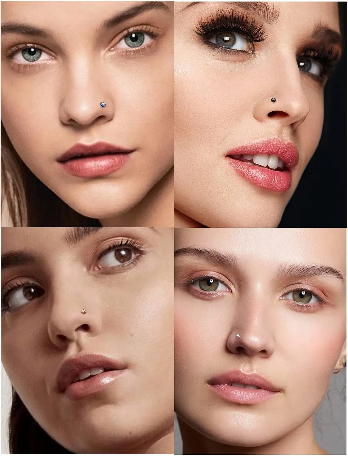 Cisyozi 18G 20G 22G Nose Rings and Studs - 316L Surgical Steel Hypoallergenic Piercing Jewelry for Women Men - L Shaped Straight Nostril Screw - Diamond CZ 1.5mm 2mm 2.5mm 3mm 12Pcs