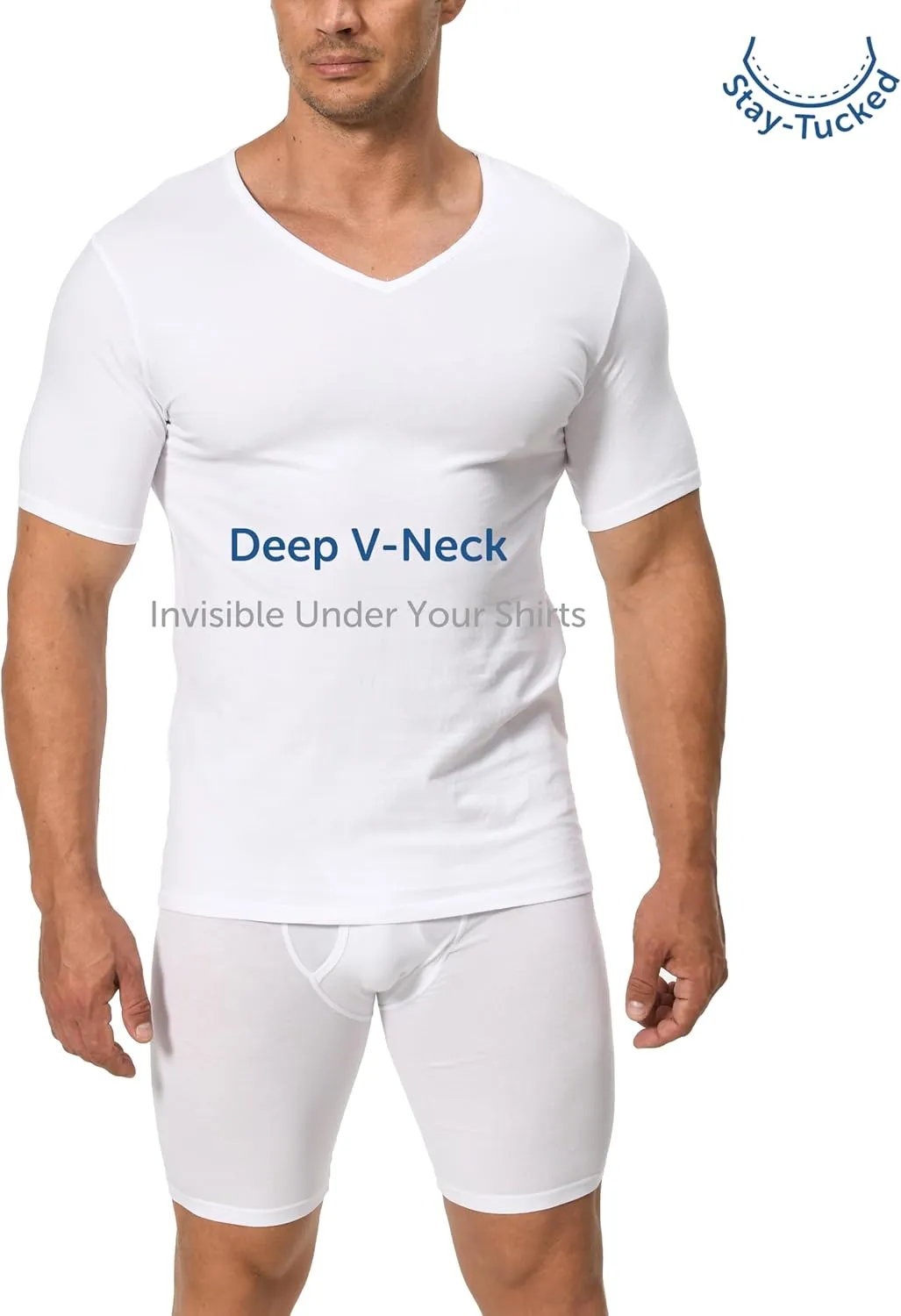 Comfneat Men's 3-Pack Undershirts Stretchy Cotton Spandex T-Shirts V-Neck Shirts for Men