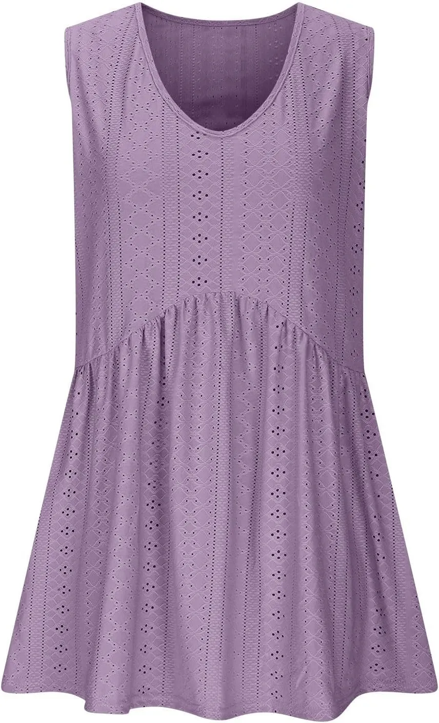 Comfy and Breathable Peplum Tunic Tops for Women Loose Fit Tank Top Summer Casual Dressy V-Neck Sleevless Shirts 2025