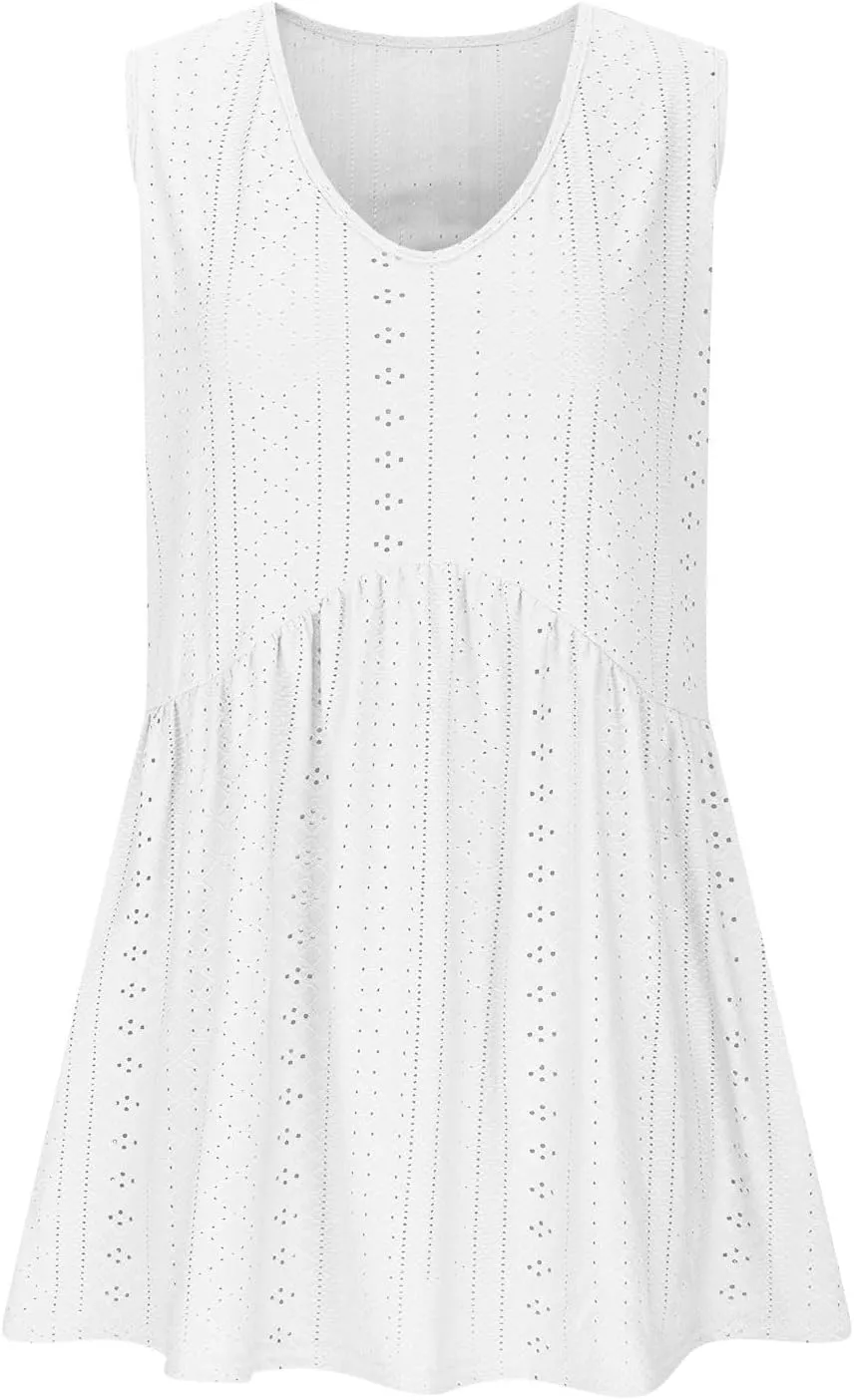Comfy and Breathable Peplum Tunic Tops for Women Loose Fit Tank Top Summer Casual Dressy V-Neck Sleevless Shirts 2025