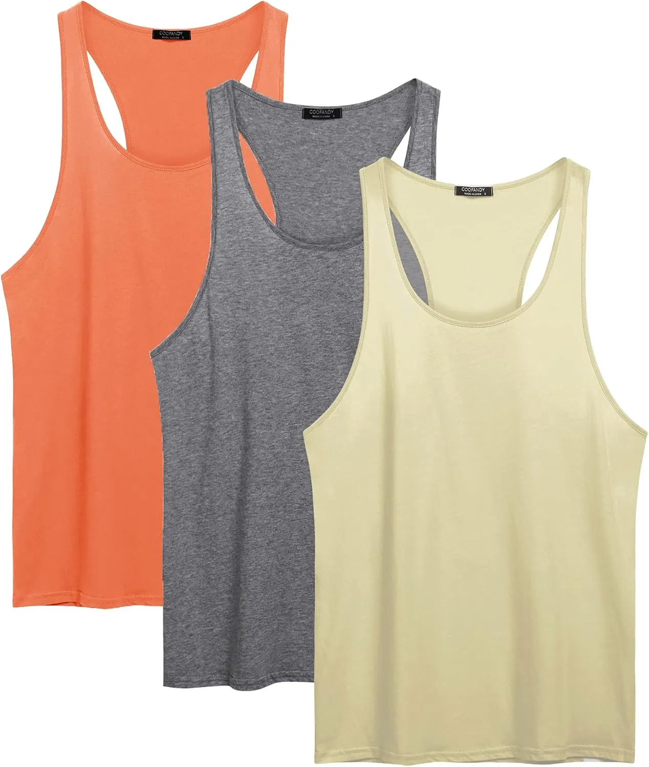 COOFANDY Men's 3 Pack Tank Tops Cotton Performance Sleeveless Casual Classic T Shirts