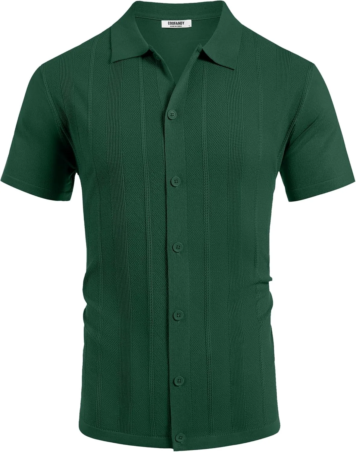 COOFANDY Mens Knit Shirt Short Sleeve Button Down Shirts Casual Summer Beach Vintage Polo Shirts